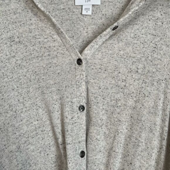 🟢J. Jill Faux Wrap Long Sleeve Top Cream Heather M - Picture 2 of 7